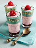 Glasses of raspberry mousse