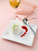 Lime and coconut panna cotta with raspberry coulis lactose and gluten free dessert