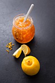 Homemade bergamot jam with zests