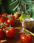 Fresh tomatoes, fleur de sel and olive oil
