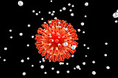 Destruction of HIV by nanoparticles, illustration