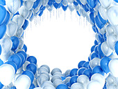 Blue balloons, illustration