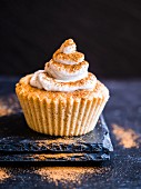 Gluten and sugar free almond flour muffin with whipped coconut cream