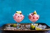 Frozen rose sorbet with lime and pink pepper