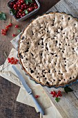 Rustic red currant tart (seen from above)