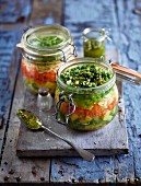Pesto soup in a jar