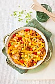 Pasta bake with minced meat and vegetables