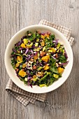Wintery cabbage salad with green cabbage, red cabbage, orange and nuts
