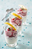 Verrine with creme legere and radishes