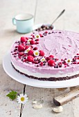 Raw cheesecake with a cashew and raspberry cream