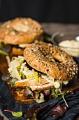 Turkey bagels with fennel and mayo