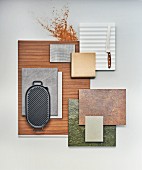 A selection of stone, veneer and metal kitchen cabinet panels