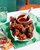 Oven-fried chicken wings with sticky sauce