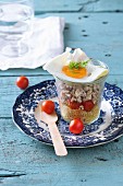 Quinoa salad with cherry tomatoes and fried egg