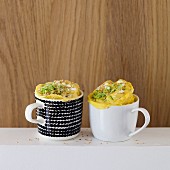Savoury mug cakes with courgette, feta and sesame seeds