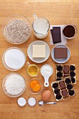 Ingredients for dark chocolate muffins