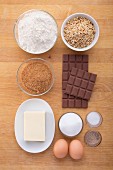 Ingredients for making cookies with chocolate
