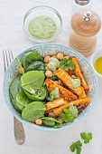 Chickpea salad sweet potato and spinach