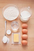 Ingredients for classic egg pancakes