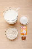 Ingredients for classic rice pudding
