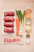 Ingredients for classic roast beef roulades