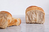 Milk bread rolls in the shape of a loaf