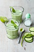 Cucumber and wasabi lassi with lupin and a yoghurt alternative