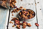 Granola with cocoa beans and dried fruit