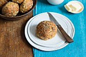 Low-carb chia and quark bread rolls