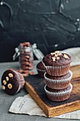 Chocolate muffins with nuts