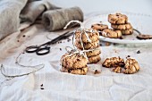 Peanut butter cookies with cocoa nibs