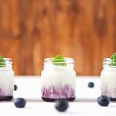 Blueberry and coconut shots with mint