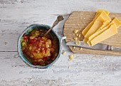 Pineapple and chilli confit served with cheese