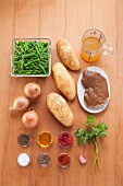 Zutaten für Kartoffelpfanne mit Bohnen und Seitan