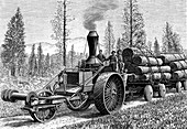 19th Century steam tractor, USA, illustration