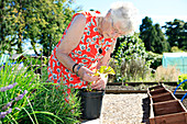 Woman with dementia at an allotment