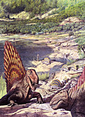 Dimetrodon and Edaphosaurus synapsids, illustration