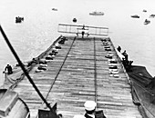 First landing of plane on a ship, USA, 1911