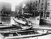 Surrendered German submarine in London, UK, 1919