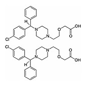 Cetirizine antihistamine drug molecule