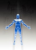 Blue human figure