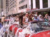 Crowding of Apollo 11 astronauts at Houston parade, 1969