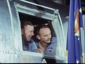 Quarantined Apollo 11 crew at Texas airbase, July 1969