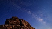 Milky Way over rock art in California, time-lapse footage