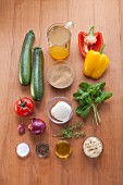 Ingredients for stuffed courgette with amaranth