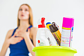 Allergic woman to cleaning products