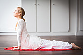 Woman practicing stretching exercises