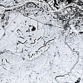 Agricultural winter landscape in Russia, satellite image