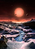 Planetary surface in TRAPPIST-1 system, illustration