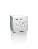 Cube with the letter W embossed.